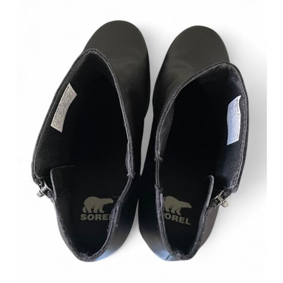 Sorel Joan of Arctic Wedge III Zip Boot Black Leather 10 Wide Chic Edgy - Picture 9 of 11